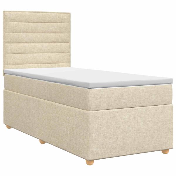 Boxspringbett mit Matratze mit Kopfteil Creme 90 x 190 cm Stoff
