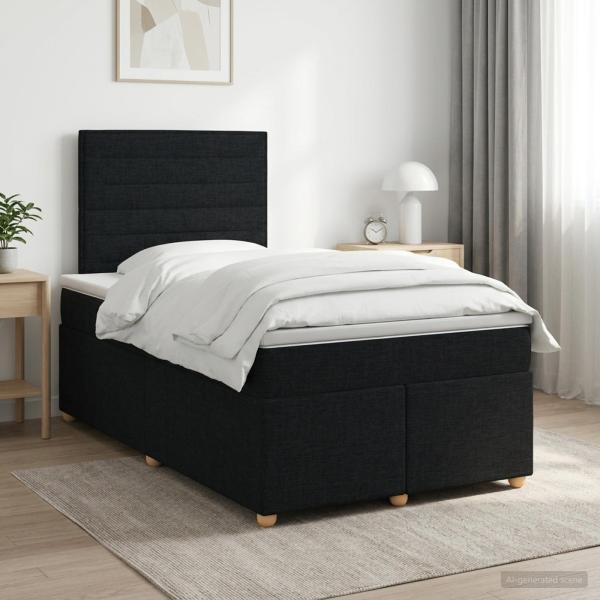 ARDEBO.de - Boxspringbett mit Matratze Schwarz 120 x 190 cm Stoff