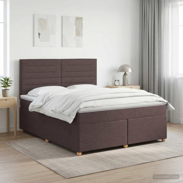 ARDEBO.de - Boxspringbett mit Matratze Dunkelbraun 180 x 200 cm Stoff