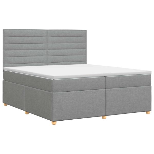 Boxspringbett mit Matratze Hellgrau 200 x 200 cm Stoff