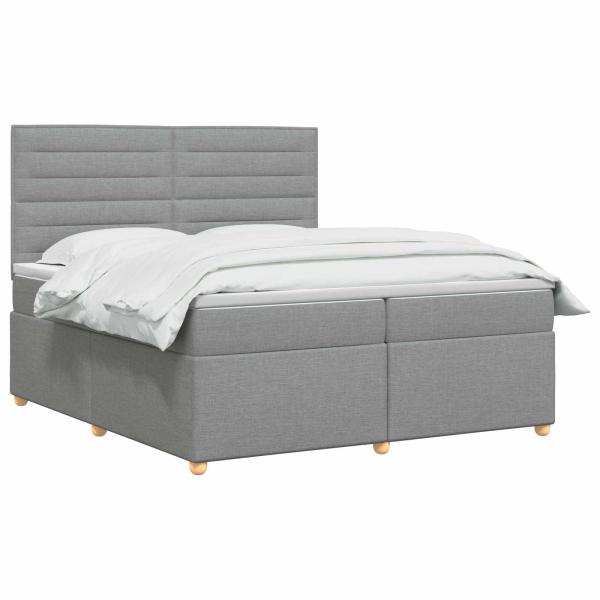 Boxspringbett mit Matratze Hellgrau 200 x 200 cm Stoff