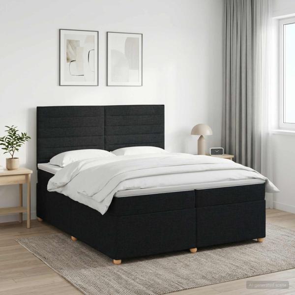 ARDEBO.de - Boxspringbett mit Matratze Schwarz 200 x 200 cm Stoff