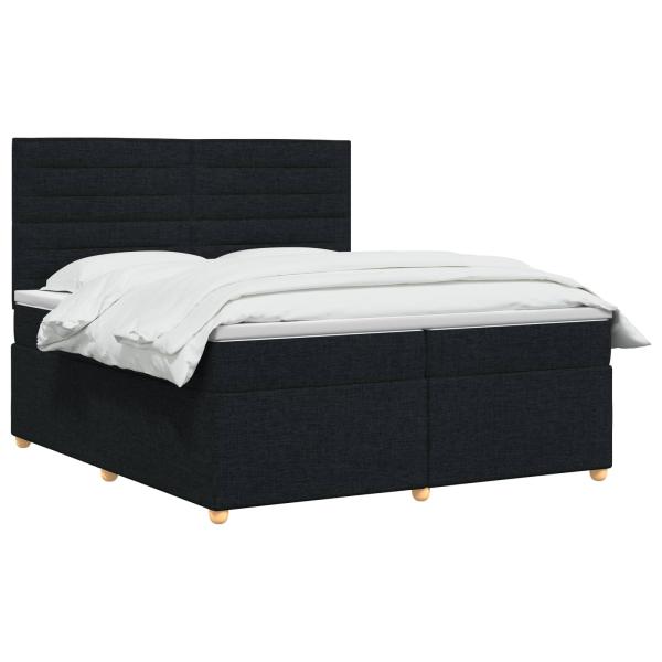 Boxspringbett mit Matratze Schwarz 200 x 200 cm Stoff