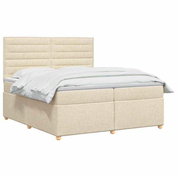 Boxspringbett mit Matratze Creme 200 x 200 cm Stoff