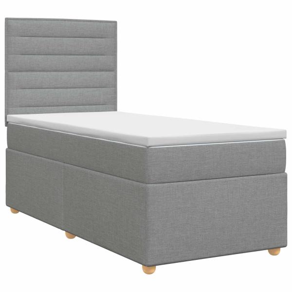 Boxspringbett mit Matratze mit Kopfteil Hellgrau Einzeln Stoff