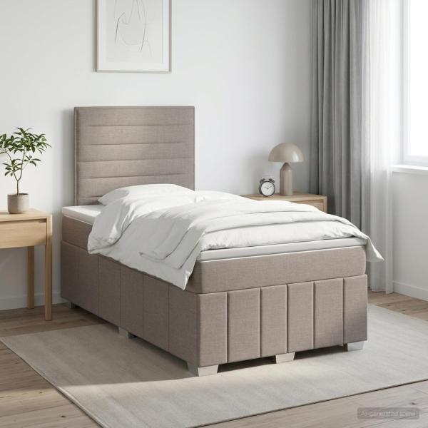 ARDEBO.de - Boxspringbett mit Matratze Taupe 120 x 190 cm Stoff