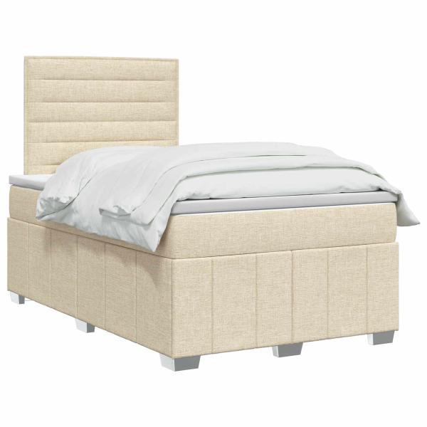 Boxspringbett mit Matratze Creme 120 x 190 cm Stoff