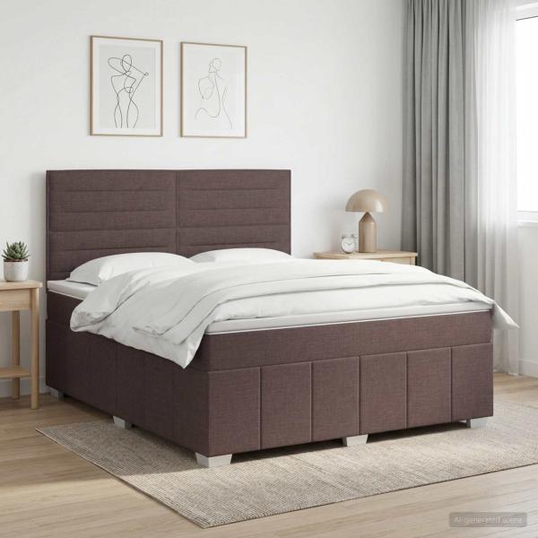 ARDEBO.de - Boxspringbett mit Matratze Dunkelbraun 140 x 200 cm Stoff