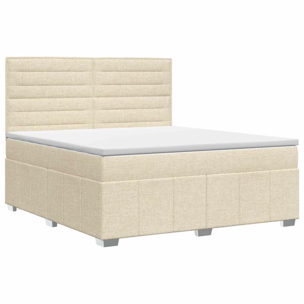 Boxspringbett mit Matratze Creme 140 x 200 cm Stoff