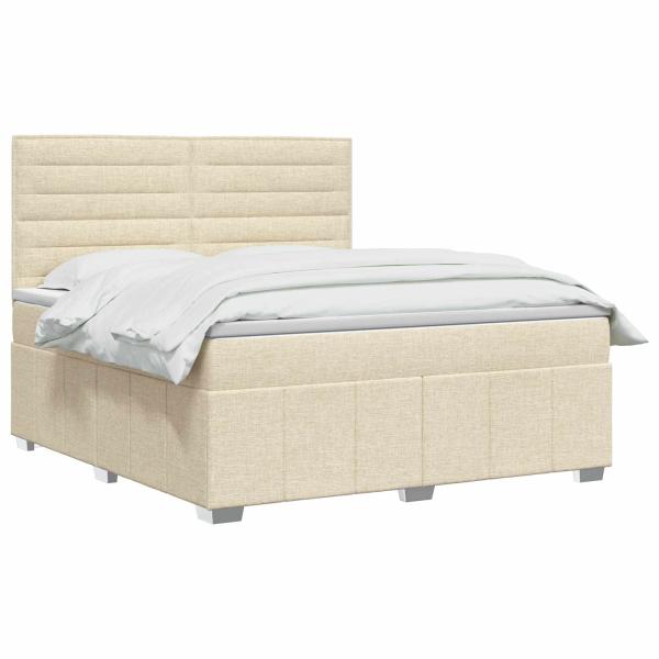 Boxspringbett mit Matratze Creme 140 x 200 cm Stoff