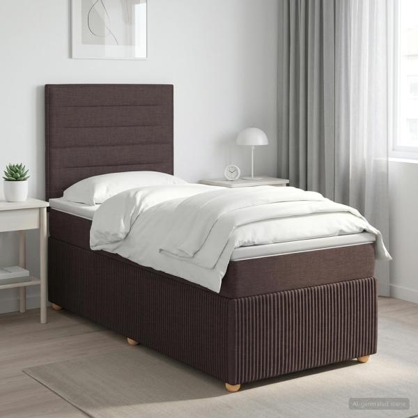 ARDEBO.de - Boxspringbett mit Matratze Dunkelbraun 80 x 200 cm Stoff