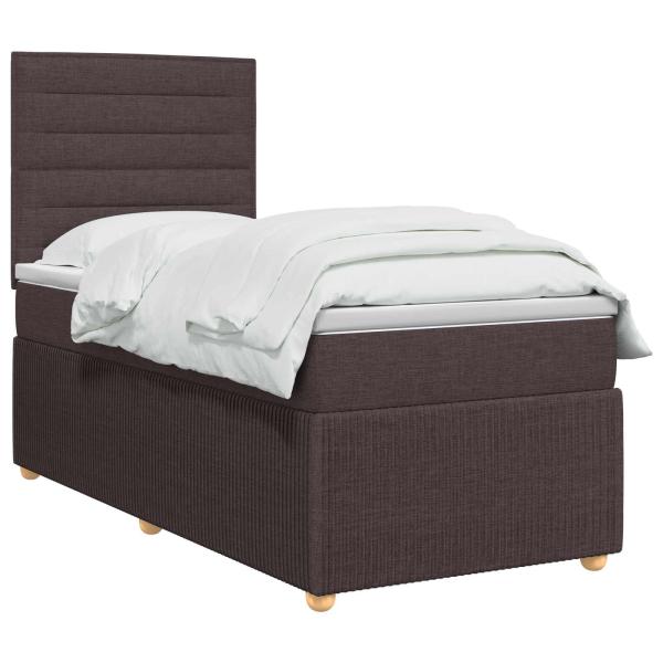 Boxspringbett mit Matratze Dunkelbraun 80 x 200 cm Stoff