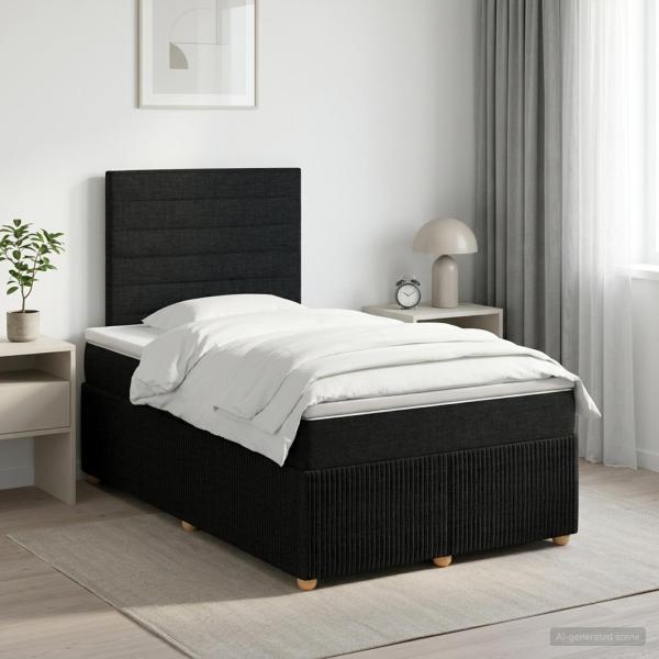 ARDEBO.de - Boxspringbett mit Matratze Schwarz 120 x 190 cm Stoff