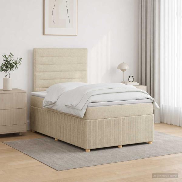 ARDEBO.de - Boxspringbett mit Matratze Creme 120 x 190 cm Stoff
