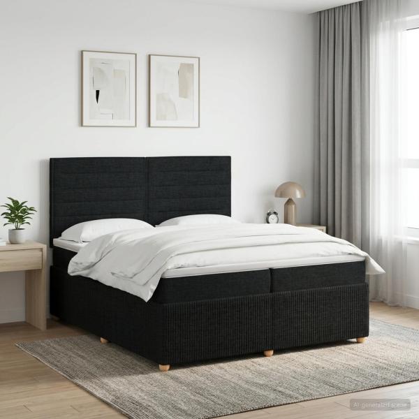 ARDEBO.de - Boxspringbett mit Matratze Schwarz 200 x 200 cm Stoff