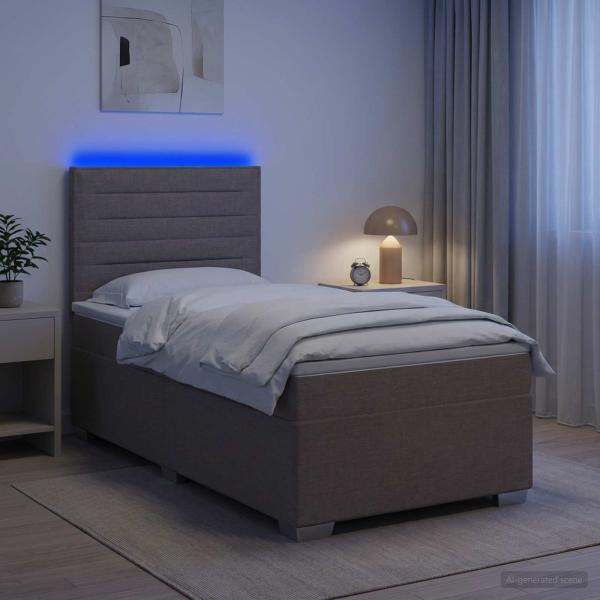 Boxspringbett mit Matratze mit Kopfteil Taupe 90 x 190 cm Stoff