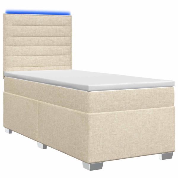 Boxspringbett mit Matratze mit Kopfteil Creme 90 x 200 cm Stoff
