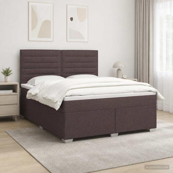 ARDEBO.de - Boxspringbett mit Matratze Dunkelbraun 140 x 200 cm Stoff