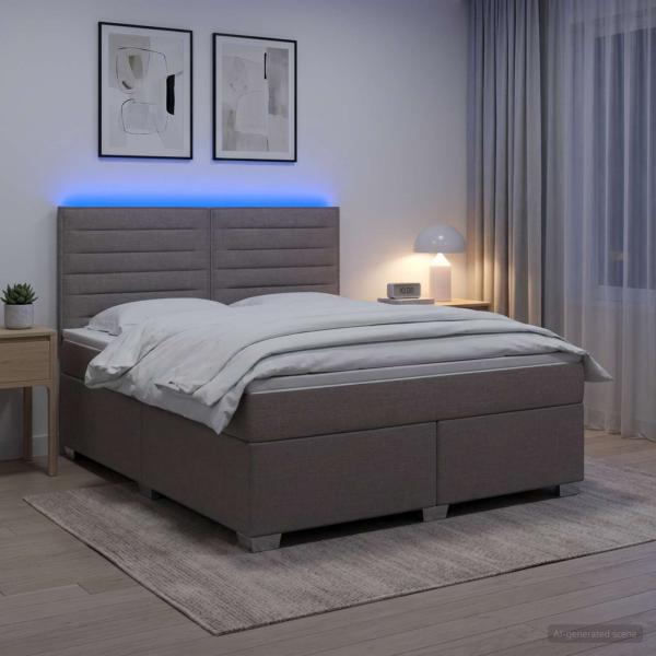 ARDEBO.de - Boxspringbett mit Matratze Taupe 180 x 200 cm Stoff