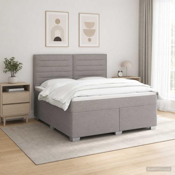 Boxspringbett mit Matratze Taupe 180 x 200 cm Stoff