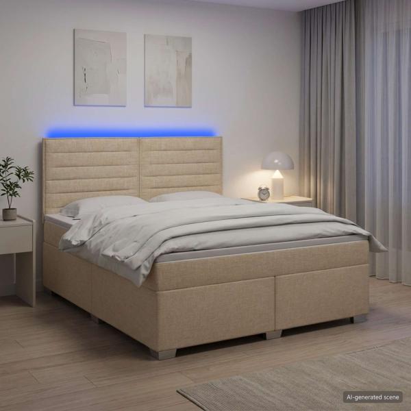 Boxspringbett mit Matratze Creme 180 x 200 cm Stoff