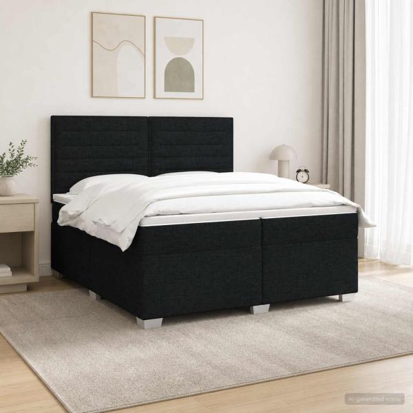 Boxspringbett mit Matratze Schwarz 200 x 200 cm Stoff