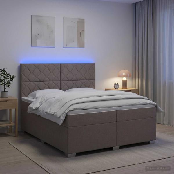 ARDEBO.de - Boxspringbett mit Matratze Taupe 200 x 200 cm Stoff