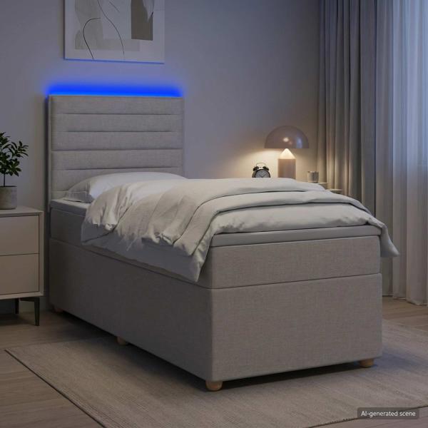 Boxspringbett mit Matratze mit Kopfteil Taupe 90 x 190 cm Stoff