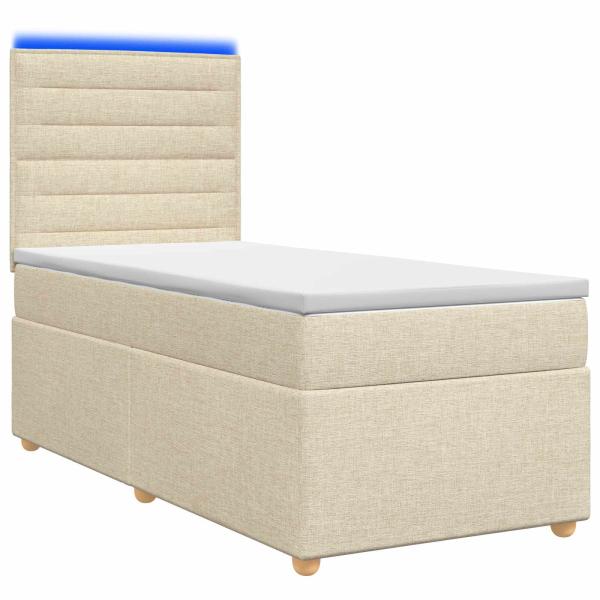 Boxspringbett mit Matratze mit Kopfteil Creme 90 x 190 cm Stoff