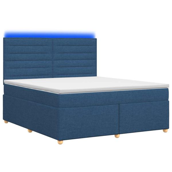 Boxspringbett mit Matratze mit Kopfteil Blau 140 x 200 cm Stoff