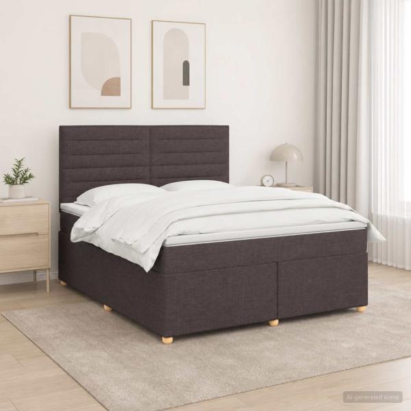 ARDEBO.de - Boxspringbett mit Matratze Dunkelbraun 160 x 200 cm Stoff