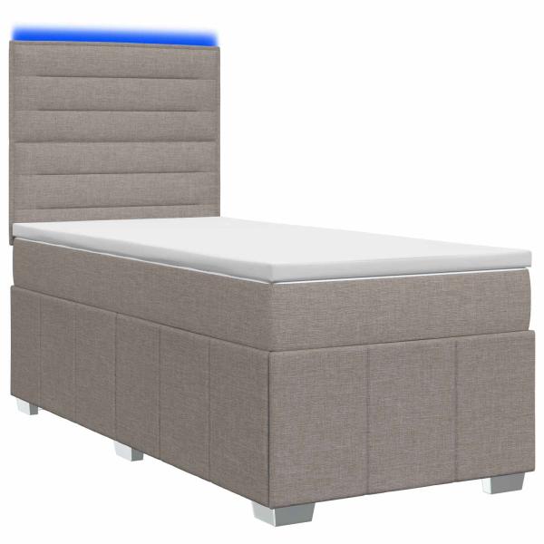 LED Boxspringbett mit Matratze Taupe 100 x 200 cm Stoff