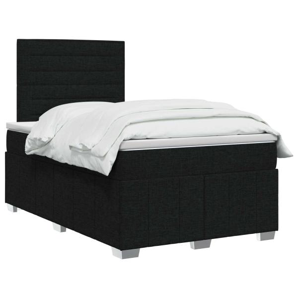 LED Boxspringbett mit Matratze Schwarz 120 x 190 cm Stoff
