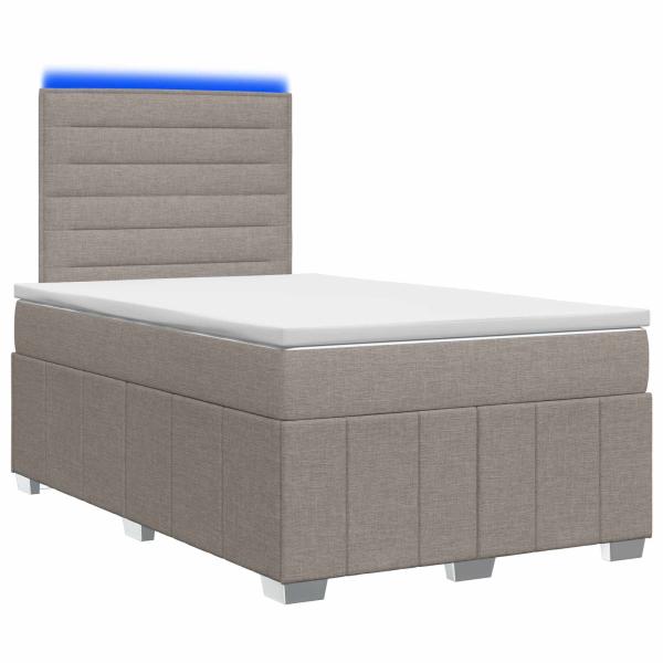 LED Boxspringbett mit Matratze Taupe 120 x 190 cm Stoff