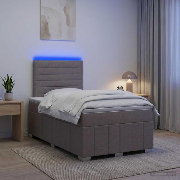 LED Boxspringbett mit Matratze Taupe 120 x 190 cm Stoff