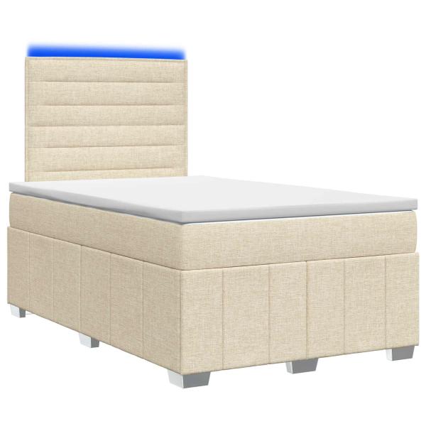 LED Boxspringbett mit Matratze Creme 120 x 190 cm Stoff