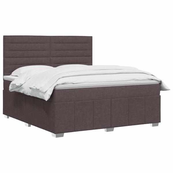 LED Boxspringbett mit Matratze Dunkelbraun 140 x 200 cm Stoff