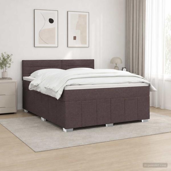 LED Boxspringbett mit Matratze Dunkelbraun 140 x 200 cm Stoff