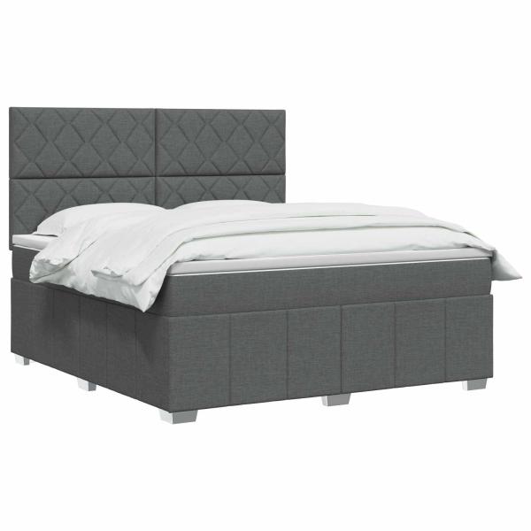 LED Boxspringbett mit Matratze Dunkelgrau 160 x 200 cm Stoff