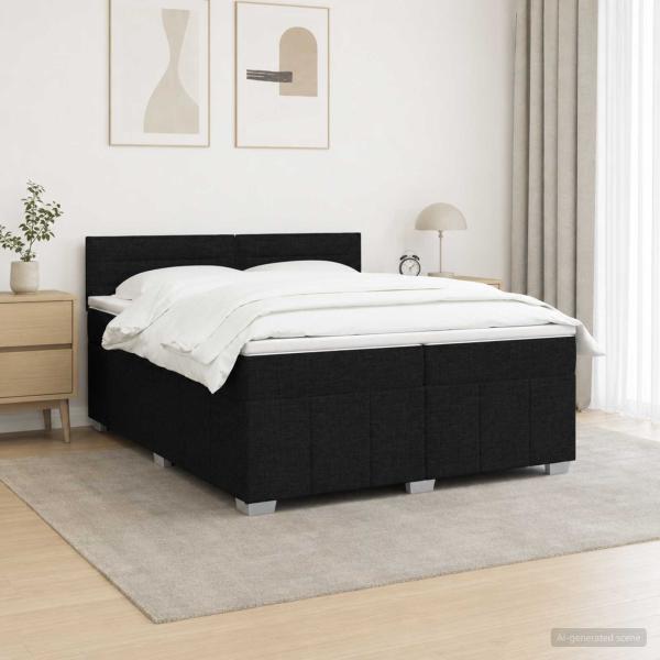 ARDEBO.de - LED Boxspringbett mit Matratze Schwarz 200 x 200 cm Stoff