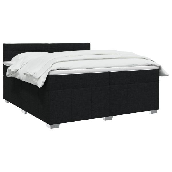 LED Boxspringbett mit Matratze Schwarz 200 x 200 cm Stoff