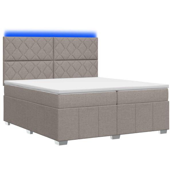 LED Boxspringbett mit Matratze Taupe 200 x 200 cm Stoff