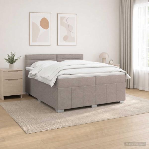 LED Boxspringbett mit Matratze Taupe 200 x 200 cm Stoff