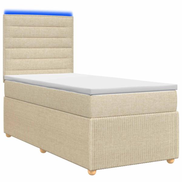 LED Boxspringbett mit Matratze Creme 80 x 200 cm Stoff