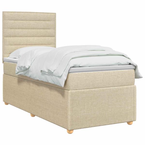 LED Boxspringbett mit Matratze Creme 80 x 200 cm Stoff