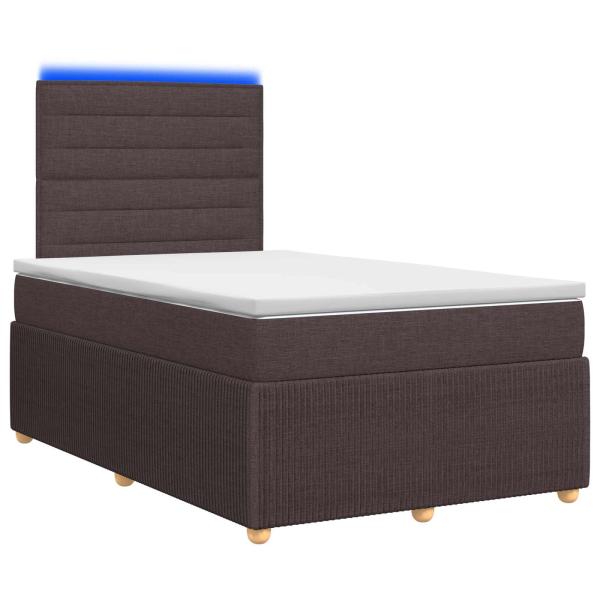 LED Boxspringbett mit Matratze Dunkelbraun 120 x 190 cm Stoff