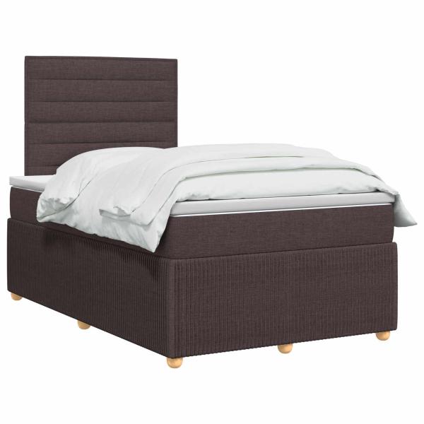 LED Boxspringbett mit Matratze Dunkelbraun 120 x 190 cm Stoff