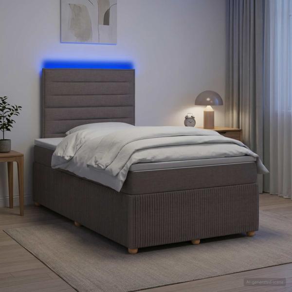 ARDEBO.de - LED Boxspringbett mit Matratze Taupe 120 x 190 cm Stoff