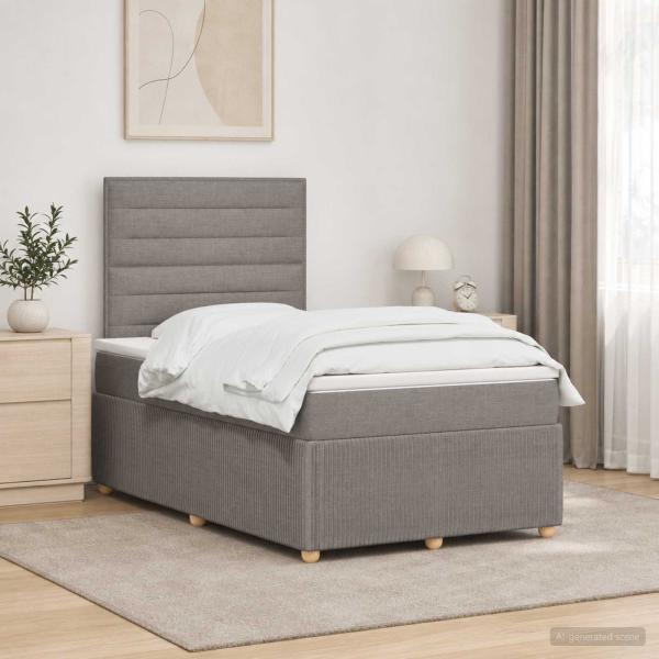 LED Boxspringbett mit Matratze Taupe 120 x 190 cm Stoff