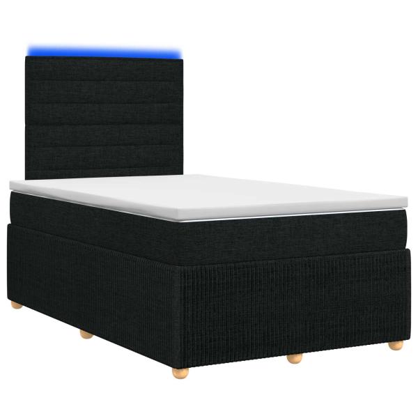 LED Boxspringbett mit Matratze Schwarz 120 x 200 cm Stoff